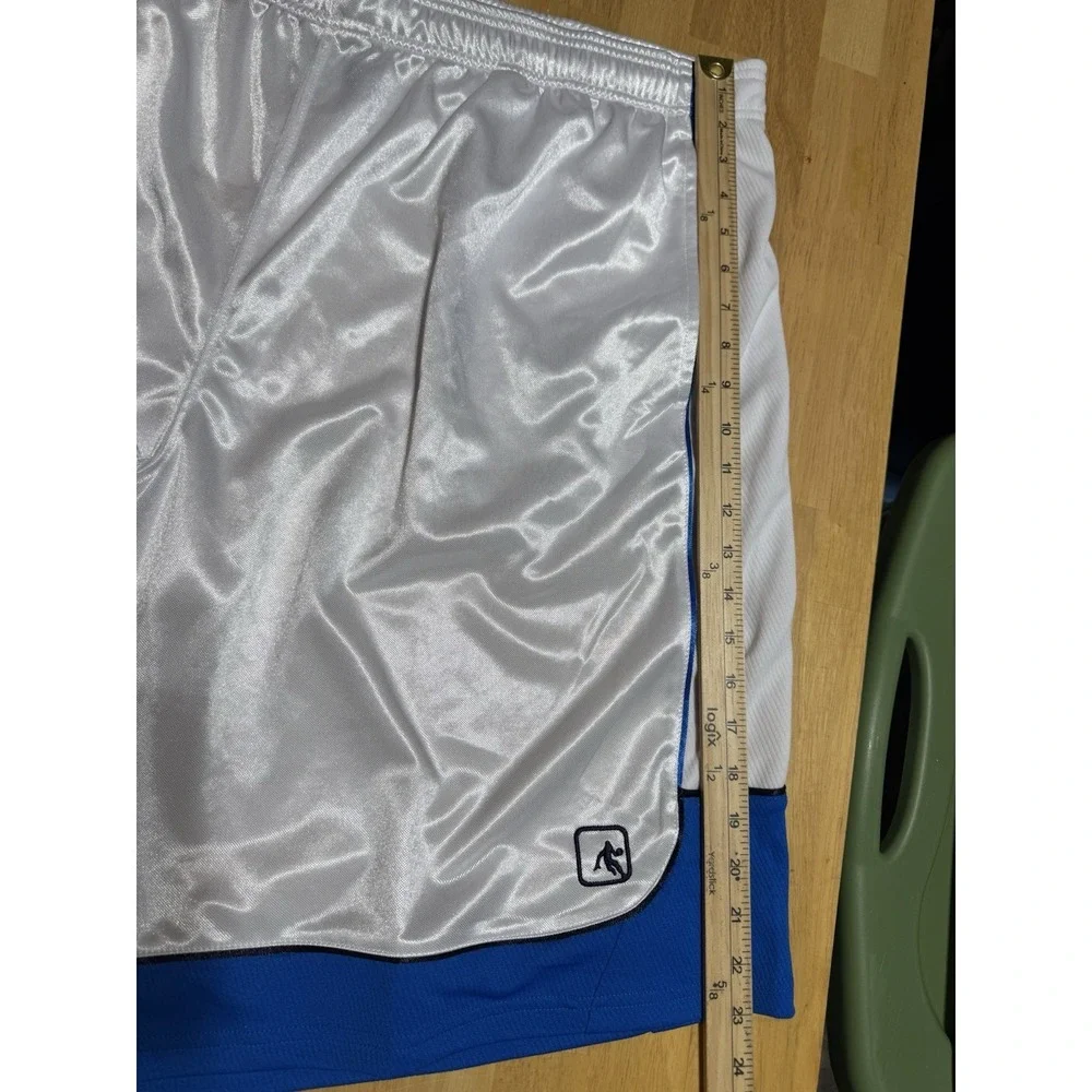 AND1 Basketball Shorts 3XL White Blue Satin Athletic Mesh Logo 11